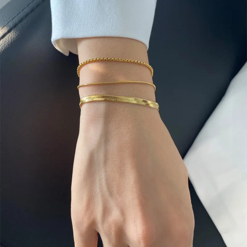 Trendy New Arrival Snake Chain Bracelet Fashion Jewelry 18k Gold Water Resistant Adjustable Chain Bracelet Bracelet for Party