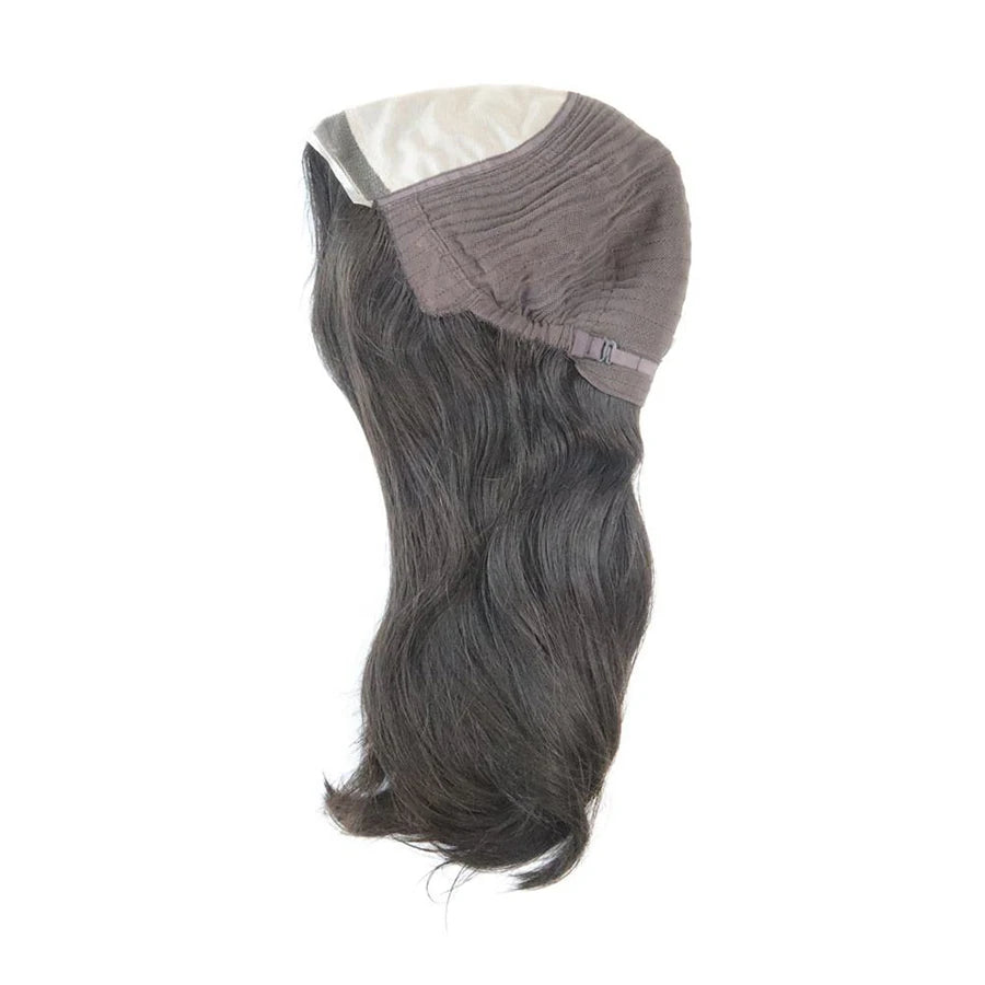 Women Hair Replacement System Natural Black Mono Top 100% Human Hair Wigs for Women