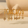 Luxury Gold Plated Stainless Steel Butterfly Star Snake Pendant Dangle Hoop Earrings Women Jewelry
