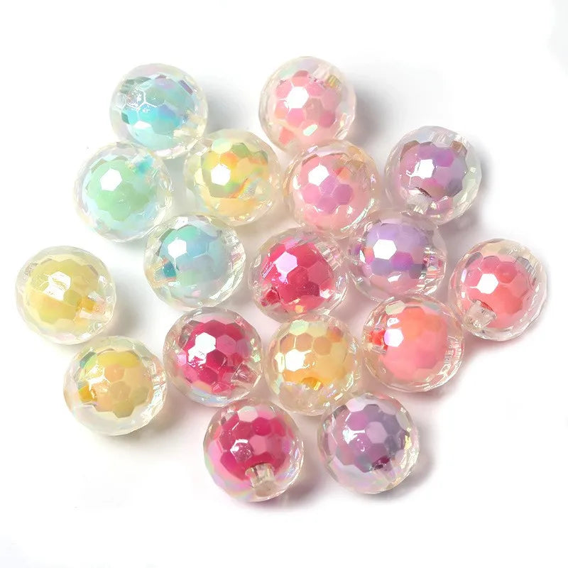 Rainbow Acrylic Beads for Jewelry Marking Shiny Candy Color Acrylic Round Loose Spacer Beads for Necklace Bracelet Decor