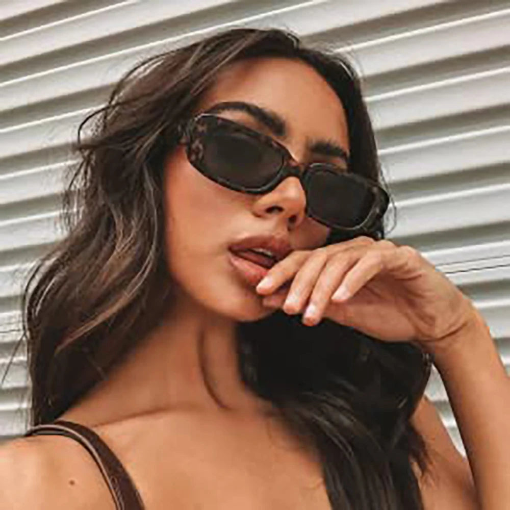 Rectangle Sunglasses for Women Retro Driving Glasses 90's Vintage Fashion Narrow Square Frame UV400 Protection JA3735