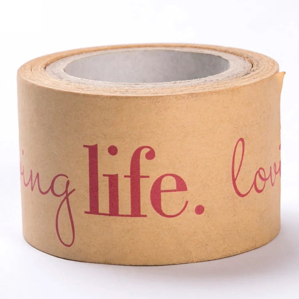 Custom Eco-friendly Brown Reinforced Water-free Self Adhesive Kraft Paper Packaging Tape  Logo Cartoon Adhesive Packaging Tape