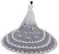 AL1035 Customizable Length Wedding Bridal Veils New White Lace with Three-dimensional Flowers and Cathedral Veils Tiara Veil
