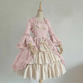 Women Girls Bow Tie Ruffle Dress Medieval Gothic Lolita Dress Princess Costume
