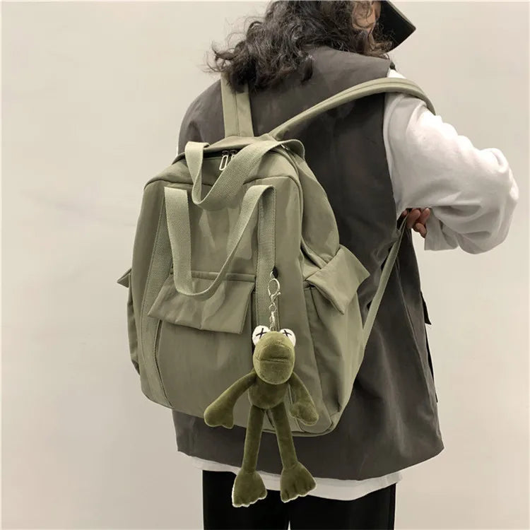 Stylish Preppy Waterproof Nylon Softback Backpack Physiological Curve Back Interior Zipper Pocket Hard Handle Unisex 20-36L