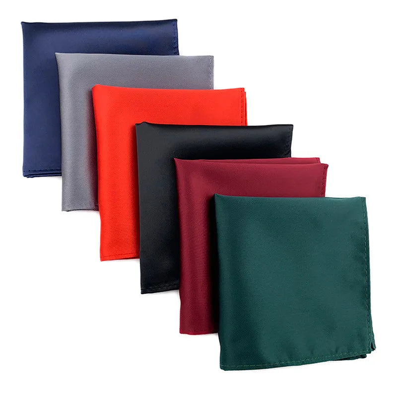 Wholesale White Black Men Handkerchiefs Solid Plain Polyester Pocket Square for Men Wedding Party