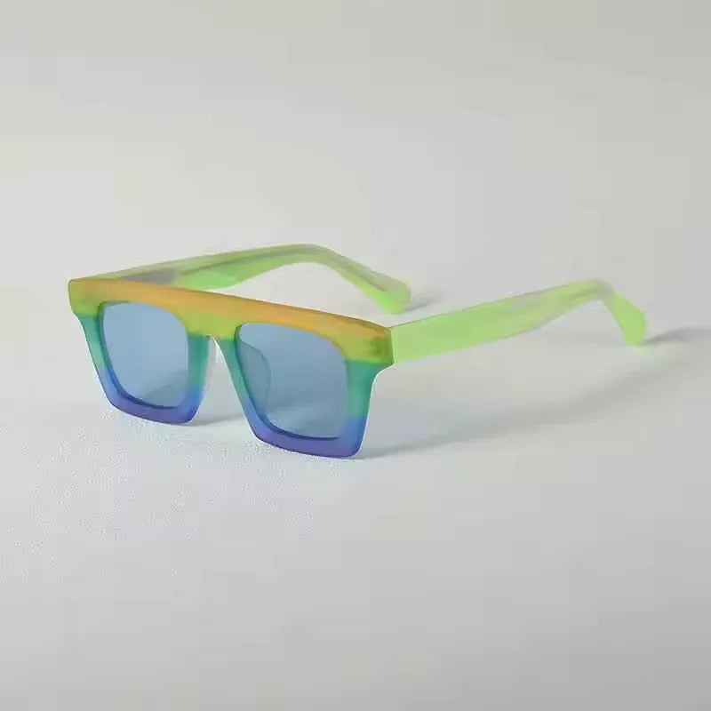 2025 Matte Stylish Colorful Acetate Sunglasses Trendy Fashionable Shades Unique Design UV Protection Eyewear for Men & Women