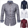 2023 Custom Breathable Knitted Men's Formal Office Dress Shirts Casual Stand-up Collar Long Sleeve Shirt
