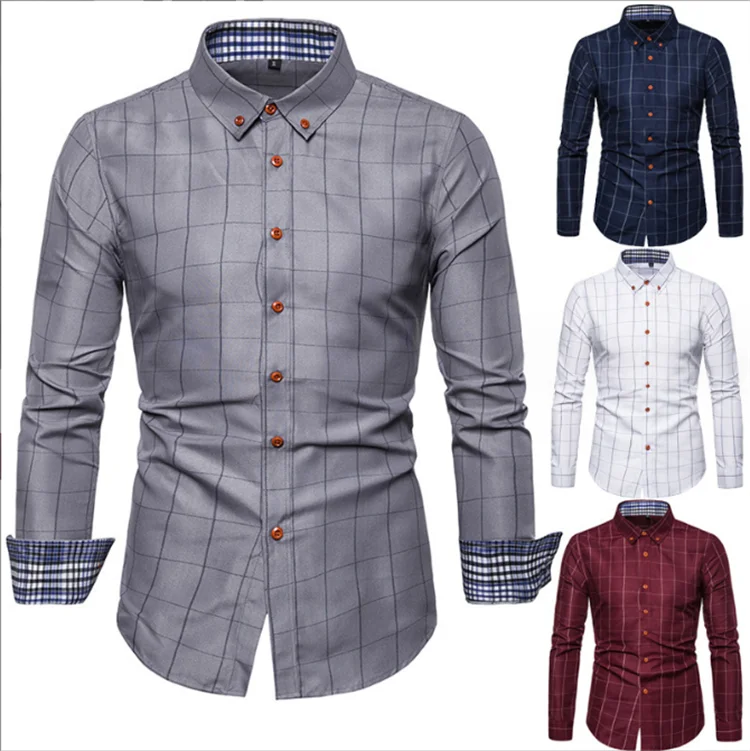 2023 Custom Breathable Knitted Men's Formal Office Dress Shirts Casual Stand-up Collar Long Sleeve Shirt