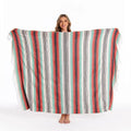 Woven Custom Jacquard Camping Blanket Mantas Custom Printed Embroidered Logo Outdoor Cotton Stripe Tassel Throw Towel Blanket
