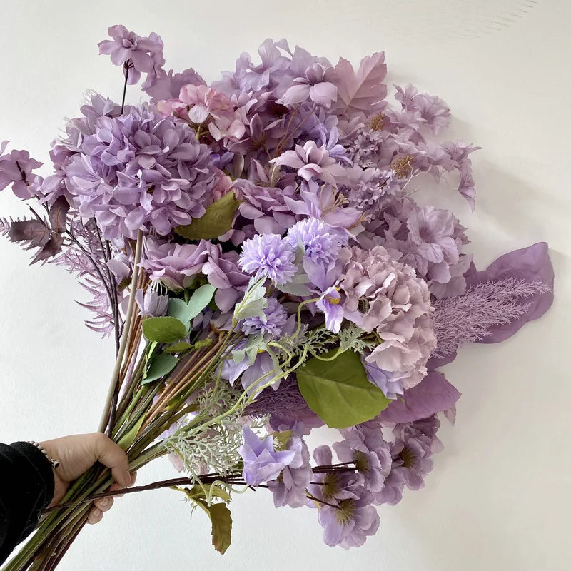 Wholesales  Real Touch Decorations Wedding  Road Guide Floor Silk Flower Arrangement Purple Flower Centerpieces Purple Flowers