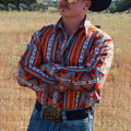 Custom Western Vintage Aztec Print Botton Down Shirts Tops Blouse Clothing Long Sleeve Cowboy Shirt for Men