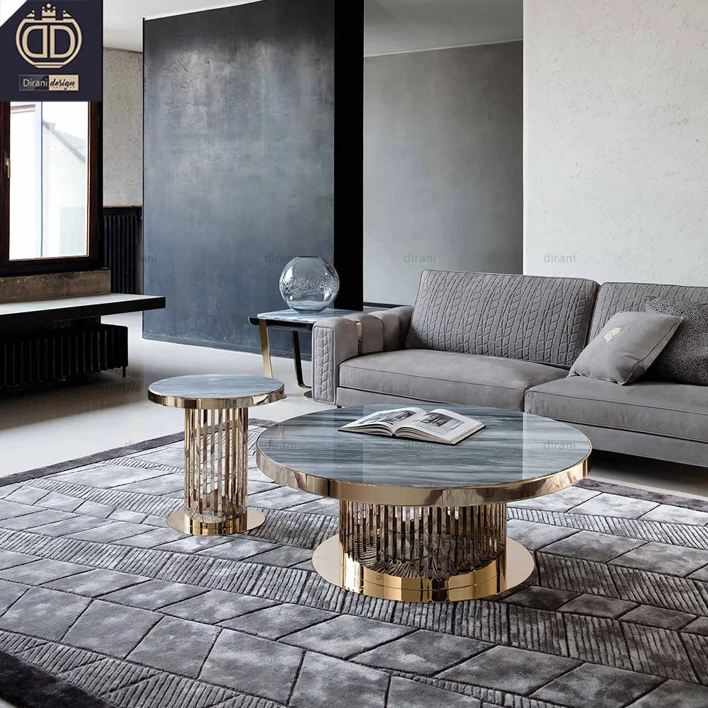 Stainless Steel Black Coffee Table Gray Italian Design Luxury Marble Modern Living Room Furniture Dirani GIORGIO-CT-03-CHARISMA