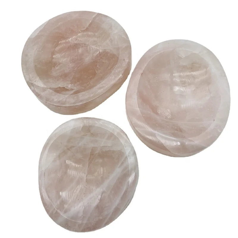 Wholesale natural hand carved rose quartz bowl pink crystal bowl healing