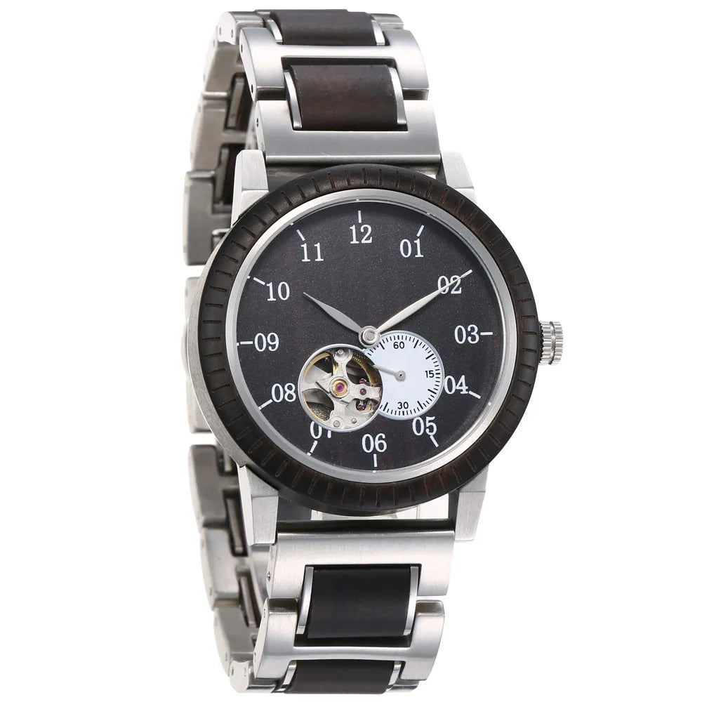 Dropshipping Wholesale Men's Sports Waterproof Stainless Steel Automatic Mechanical Wristwatch Man Wood Watches