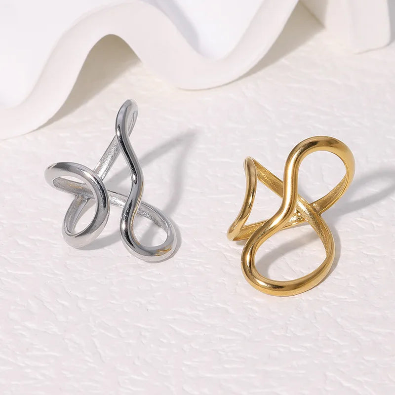 Beimai OEM Ring Linear Design 18k Gold Stainless Steel Women Open Ring