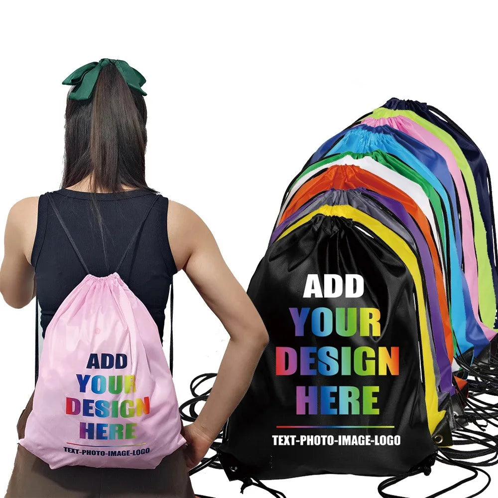 2024 Most Popular Drawstring Backpack Water Resistant Sport Snakpack for People Original Factory Cheap Polyester Bag With Custom
