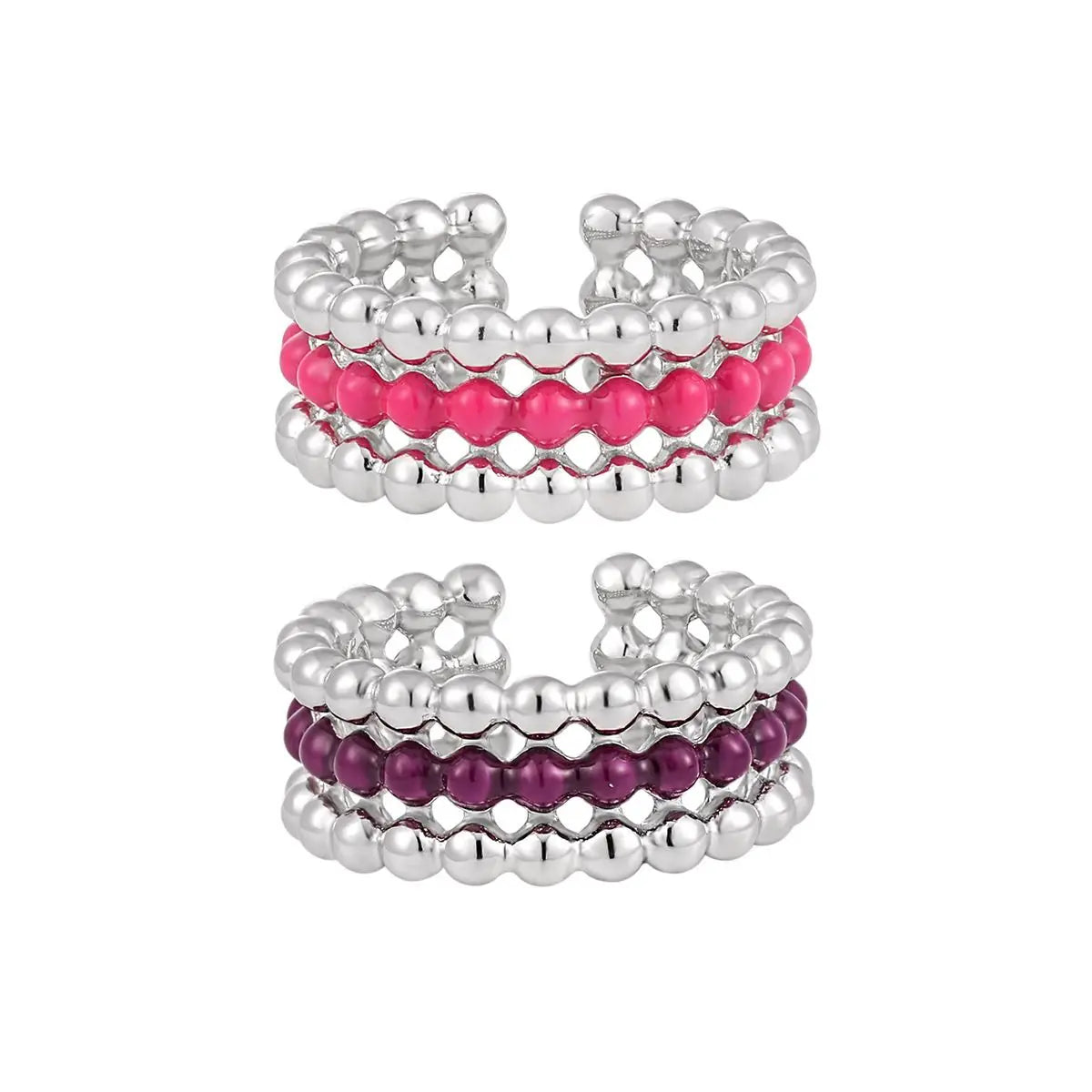 Luxury Dainty S925 Sterling Silver Multi-layer Drip Beaded Adjustable Finger RIngs Jewelry for Women