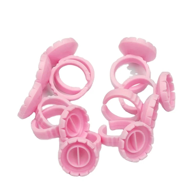 Wholesale Disposable Plastic Eyelash Glue Holder 100pcs/pack Heart Shape Eyelash Extension Glue Ring Glue Holder Ring