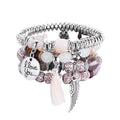New Multi-layered Handmade Bead Bracelet for Women Men Bohemian Tassel Wing Charm Hand Fatima Eye Friendship Bracelets Jewelry
