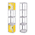 Free Standing LED Light Trade Show Exhibit Modern Square Spiral Twist Tower Display Racks for Advertising Shelf Folding Design