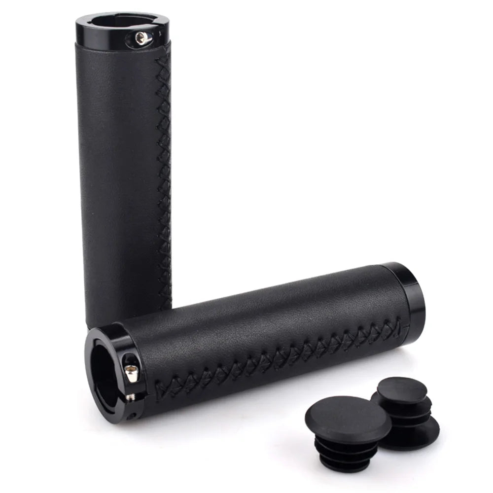 2Pcs Bike Handlebar Grips Retro PU Leather Lockable Bike Grips  Inner Diameter 22mm Mountain Bike Handle Grips