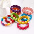 Bohima Simple Style Candy Color Bracelet Bright Geometric Shape Beads Acrylic Stretched Bracelets for Women Jewelry