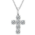 Drop Shipping Fashion Christian Jewelry 925 Sterling Silver Prong Set 4mm VVS Moissanite Cross Pendant Necklace for Men Women