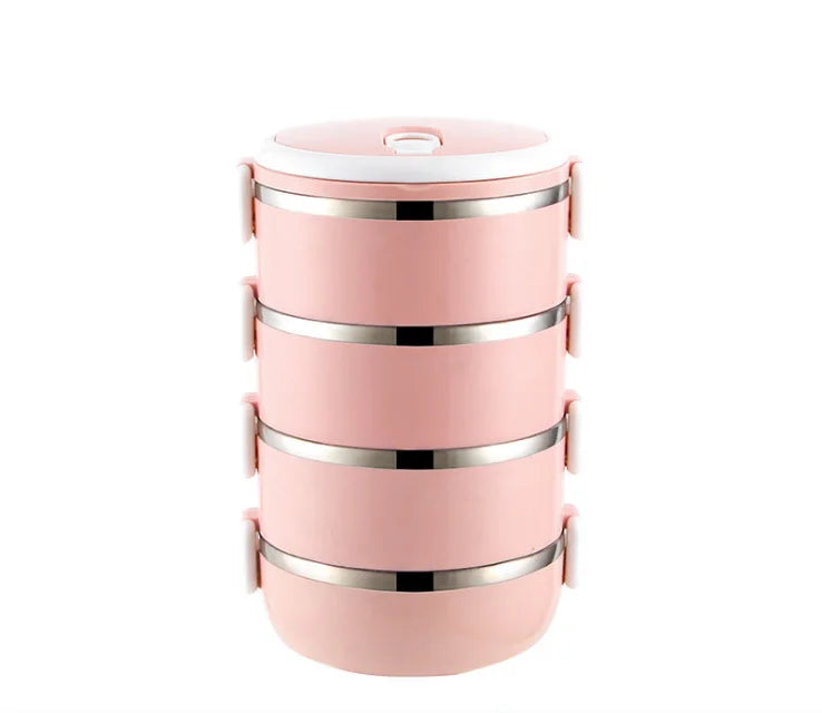 304 Stainless Steel Insulated Bucket Bento Box Multi-function 4-Layer Lunch Box for Student for Outdoor