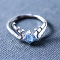 Beadsnice 925 Sterling Silver Couple Ring with Blue Crystal Fashion Pendants & Charms Model ID 41149