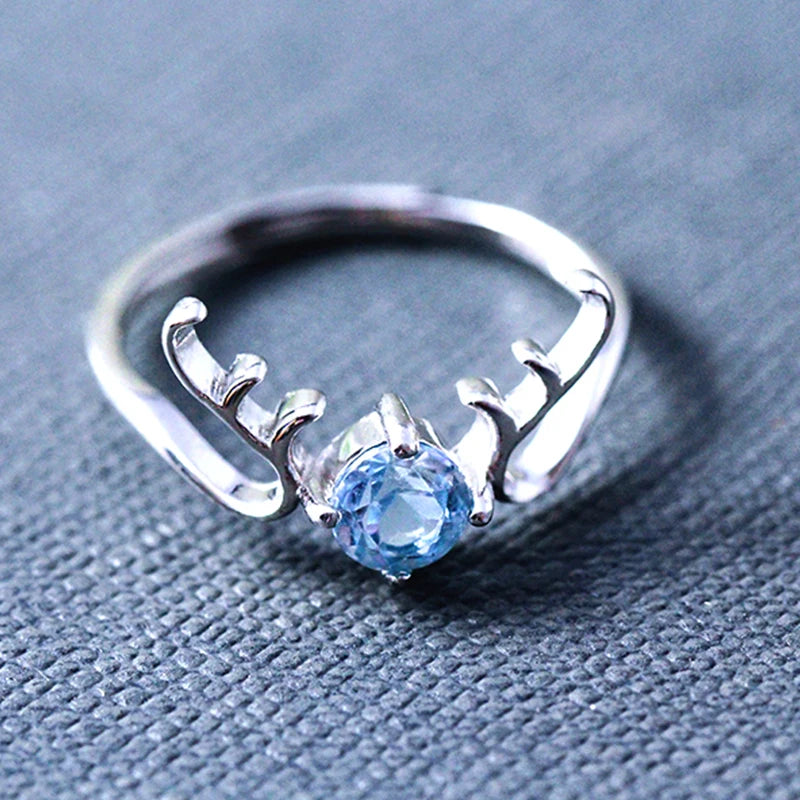 Beadsnice 925 Sterling Silver Couple Ring with Blue Crystal Fashion Pendants & Charms Model ID 41149