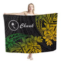 Micronesian Chuuk Sarongs for Women Hawaii Blue Hibiscus Polynesian Design Long Chiffon Cover Ups Beach Swimsuit Wrap Striped 1