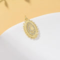 18K Gold Filled Oval Pendant Micro Paved Zircon Moon Oval Zircon Pendant Charm for Jewelry Making