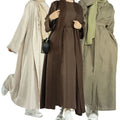 Kimono Open Abaya Ramadan EID Long Sleeve Cardigan Islamic Clothing Women Muslim Dubai Linen Front Open Abaya