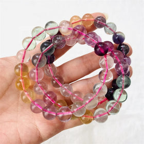 Wholesale 10mm Handmade Bracelet Natural Clear Colourful Fluorite Gemstone Beads Bracelet for Unisex