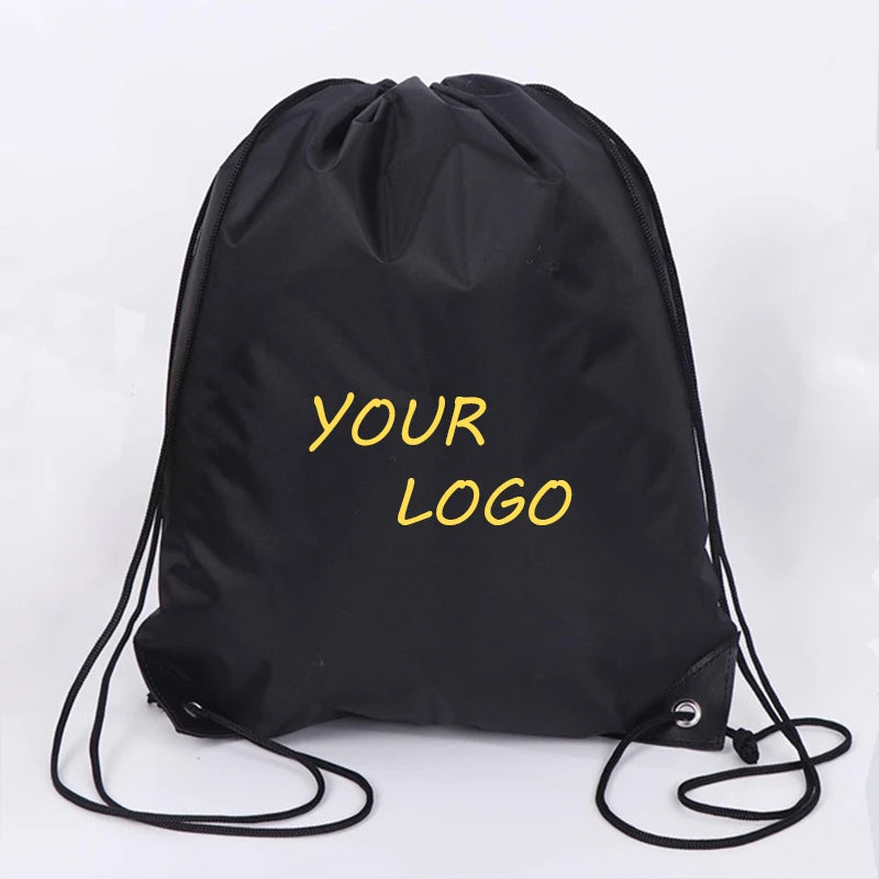 100pcs Custom Logo Bags 210D Polyester Draw String Sports Backpack Promotional Bag Custom Polyester Drawstring Bags