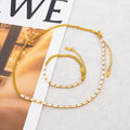 Trendy Splice 18k Gold Plated Stainless Steel Zircon Tennis Necklace Waterproof Herringbone Chain Chokers for Women