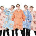 Oversize Sherpa Fleece Hoodie Super Warm Cozy Character Pattern Customizable Wearable Blanket with Modern Style for Kids