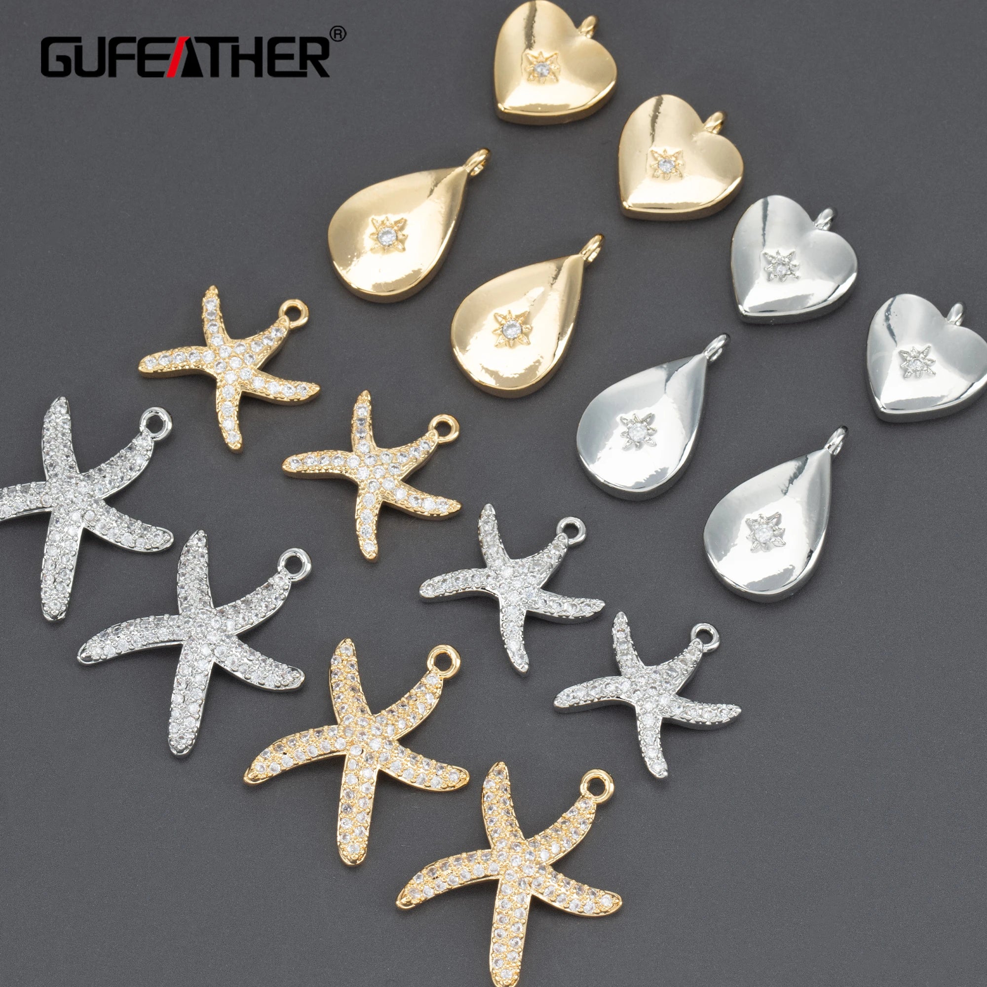 MA76   6pcs/lotJewelry Accessoriesnickel Free18k Gold Rhodium Platedcopperzirconcharmsjewelry Makingdiy Pendants