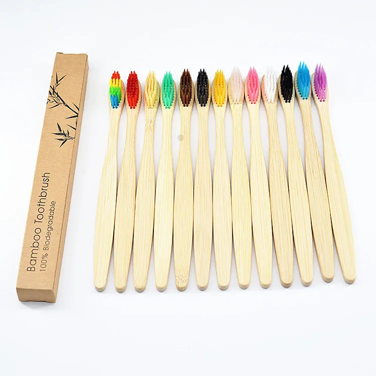 Hot Selling Portable Travel Home Biodegradable Flat Handle Spiral Hair Brush Bamboo Toothbrush