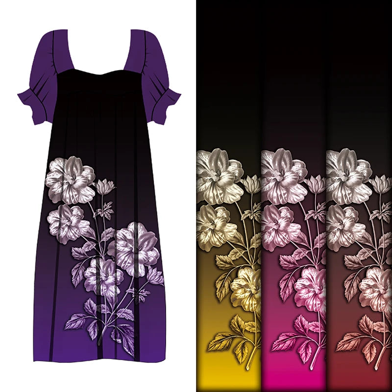 New Design Hawaiian Micronesia Guam Style Chuuk Skirts Flower Print 100% Polyester Fabric Rayon Cotton Dress Skirt for Garment