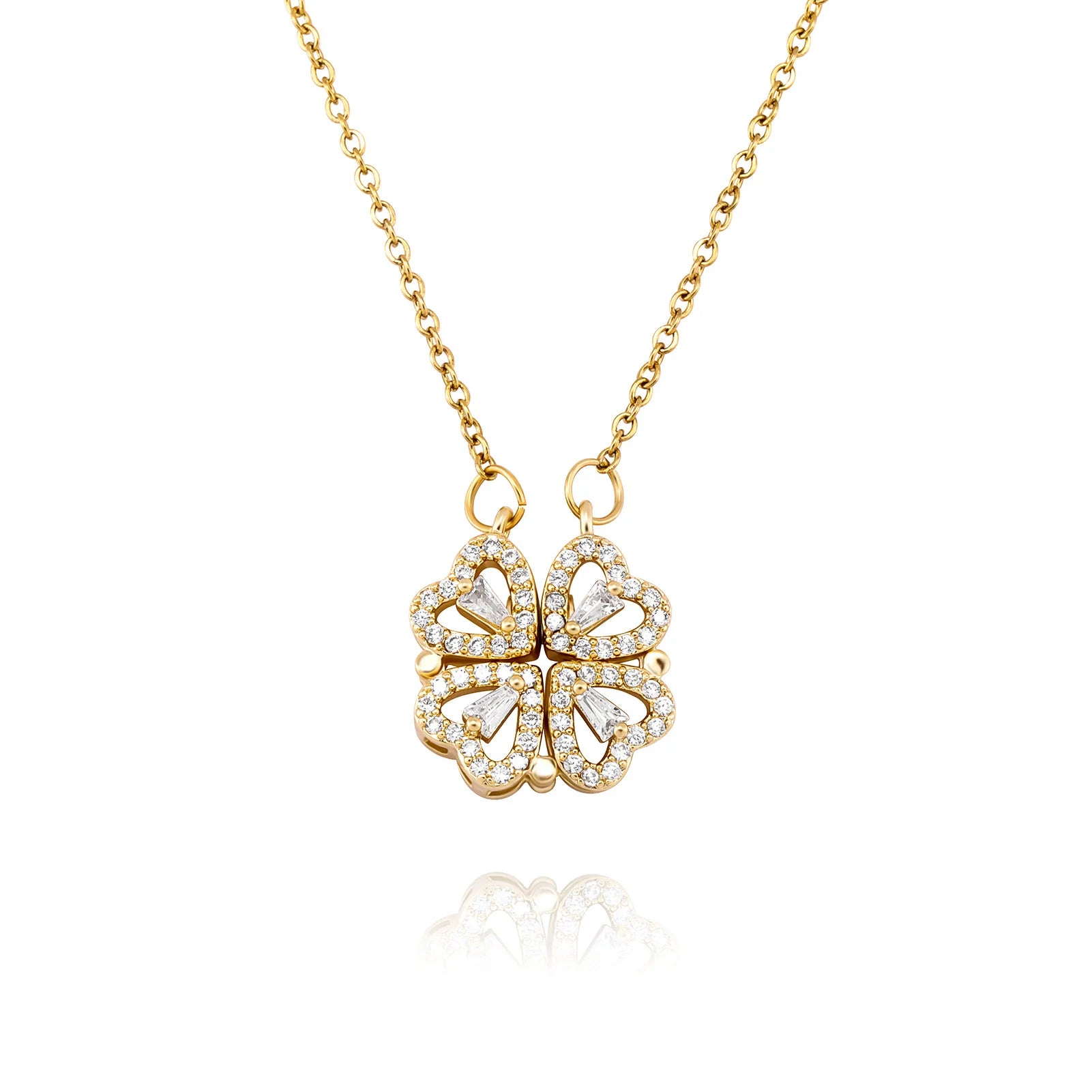 European and American Cross-border New Inlaid Independent Packaging love Flowers Women's Long Two-wear Necklace