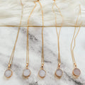 Women Handmade Natural Jade Stone Quartz Full Moon Necklace 18 k Gold Plated Gemstone Moon Pendant CharmsNecklace