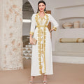 2024 New Ramadan Party Suit Gold Lace Sequin Embroidery Bead Embroidery Dress Arabian Long Dress for Muslims