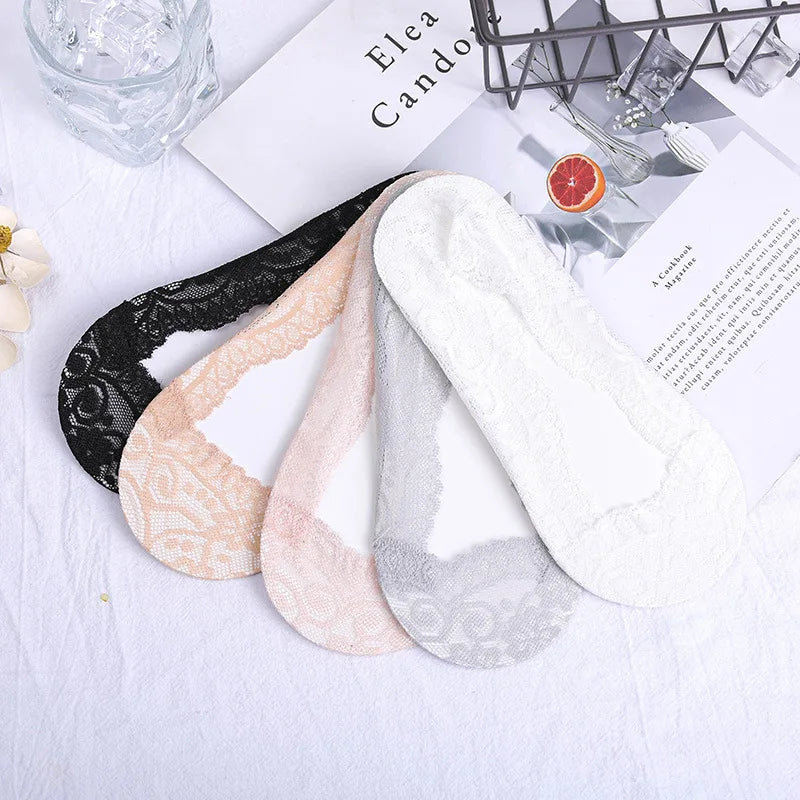 Wholesale Good Quality Woman Spring Summer Leisure Breathable Invisible Hosiery Mesh Lace Non slip No Show Socks
