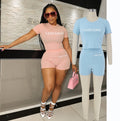2 Piece Jogger Short Sets Women Custom Summer Outfits Short Sleeve T Shirts and Shorts Two Piece Shorts Set Women Clothing 2023