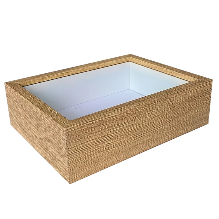 Custom Size Wood Grain Modern Style Wedding Graduation Shadow Box Frame Die-Cutting Printed for Wall and Tabletop Photo Display