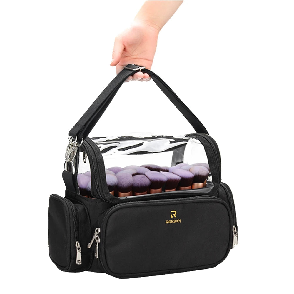 For Makeup Brush Holder Stand-up Travel Cosmetic Bag Zipper Large Portable Multi-function Makeup Brush Organizer Bag
