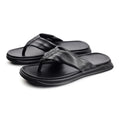 Trendy Men's Genuine Cowhide Leather Flip-Flop Sandals Sports Toe-Post Beach Slides Anti-Slip Outdoor Vacation Slippers Winter