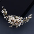 Gold Classic Handmade Crystal with Imitation Pearl Bridal Wedding Hair Comb Hair Jewelry Wedding Jewelry